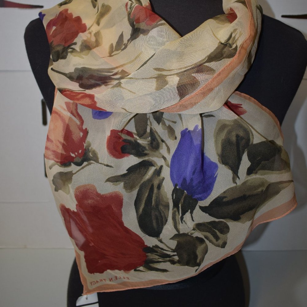 Scarf By Ellen Tracy NWT Large Flower design